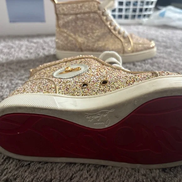 Christian Louboutin Louis Flat glitter high-top sneakers - Picture 3 of 4